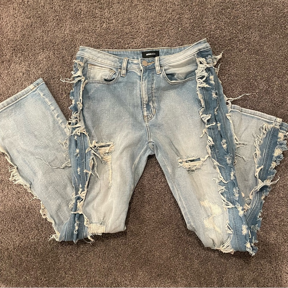 Track Stacked Skinny Flare Jeans - Medium Blue Wash